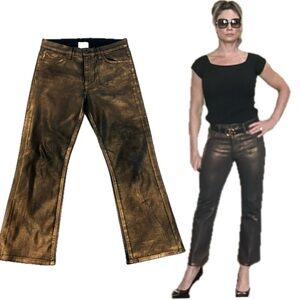 Joe’s jeans metallic bronze cropped high rise stretchy Sz 28 NWOT